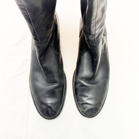 J. Jill Black Leather Knee High Riding Boots Back Zip DC5416 770130 Size 10 - Picture 3 of 5